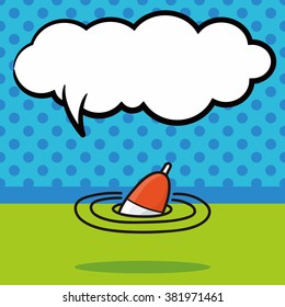 Fishing bait doodle, speech bubble