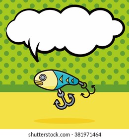 Fishing bait doodle, speech bubble