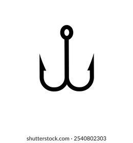 Fishing Bait, Double Hook Solid Flat Vector Icon Isolated on White Background.