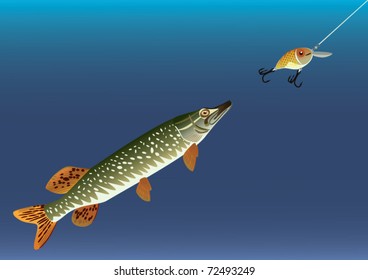 Fishing for bait in the form of fish, EPS.8 file illustration.