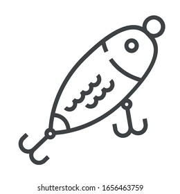 Fishing Bait with Hook line black icon on white background	

