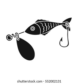 Fishing bait icon in black style isolated on white background. Fishing symbol stock vector illustration.