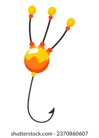 Fishing bait icon. Lure with hook isolated on white background. Abstract contemporary fishery lures and wobblers. Fisher accessory. Vector fisherman equipment