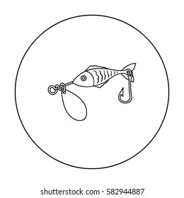 Fishing bait icon in outline style isolated on white background. Fishing symbol stock vector illustration.