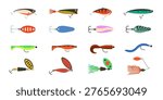 Fishing baits collection. Fishing lure vector
