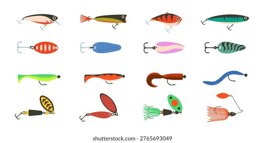 Fishing baits collection. Fishing lure vector