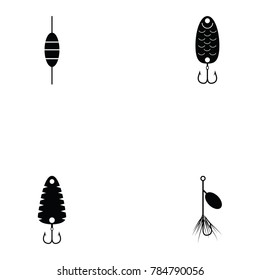 fishing baits icon set
