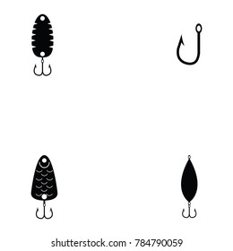 fishing baits icon set