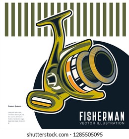 Fishing baits retro poster of fish catch