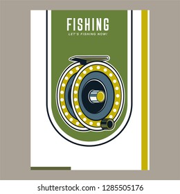 Fishing baits retro poster of fish catch