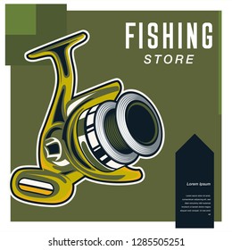 Fishing baits retro poster of fish catch