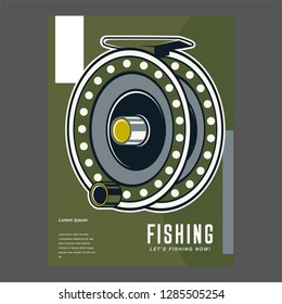 Fishing baits retro poster of fish catch