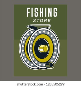 Fishing baits retro poster of fish catch
