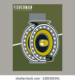 Fishing baits retro poster of fish catch