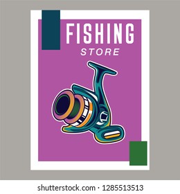 Fishing baits retro poster of fish catch