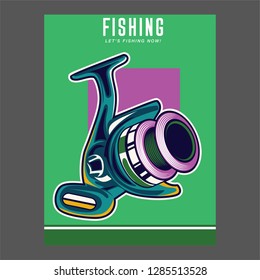 Fishing baits retro poster of fish catch