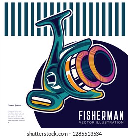 Fishing baits retro poster of fish catch