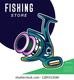 Fishing baits retro poster of fish catch