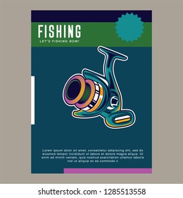 Fishing baits retro poster of fish catch