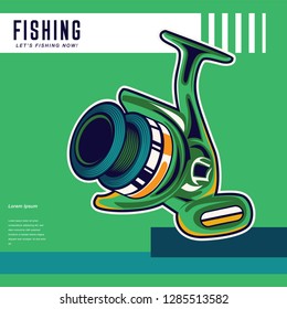 Fishing baits retro poster of fish catch