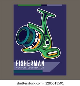 Fishing baits retro poster of fish catch