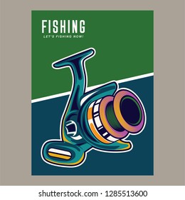 Fishing baits retro poster of fish catch