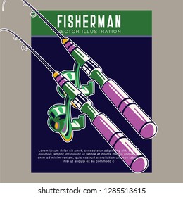 Fishing baits retro poster of fish catch