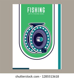 Fishing baits retro poster of fish catch