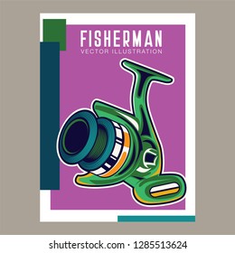 Fishing baits retro poster of fish catch