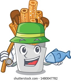 Fishing bakery churros in mascot plastic bag