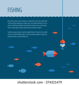 Fishing banner. Fishing concept, flat style.