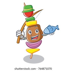 Fishing barbecue character cartoon style