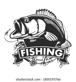 Fishing Bass Logo Bass Fish Rod Stock Vector (Royalty Free) 1899999073