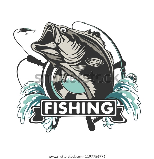 Fishing Bass Logo Bass Fish Rod Stock Vector (Royalty Free) 1197756976 ...