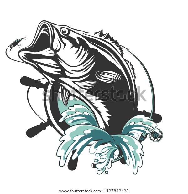 Fishing Bass Logo Bass Fish Rod Stock Vector (Royalty Free) 1197849493