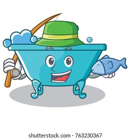 Fishing bathtub character cartoon style