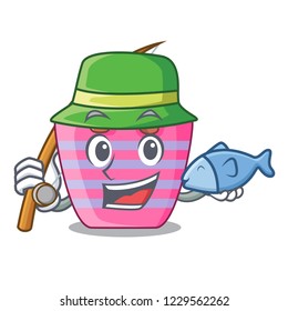 Fishing beach bag cartoon on the sand