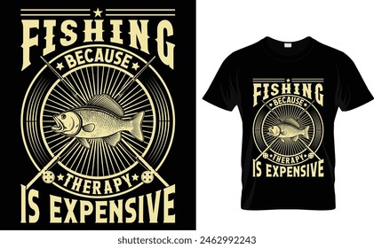 Fishing Because therapy is expensive Fishing t-shirt design template 