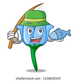 Fishing bell flower mascot cartoon