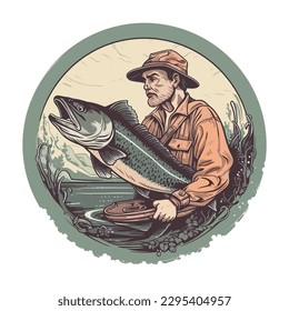 logotipo de pesca con peces grandes