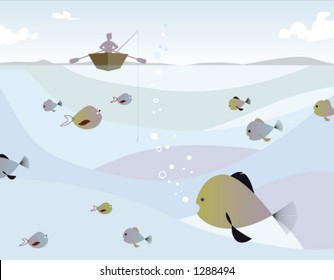 Fishing for the big one on the lake or it can be a metaphor for adverstising/marketing/sales.