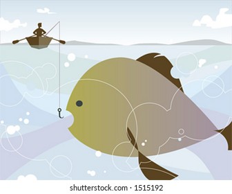 Fishing for the big one on the lake or it can be a metaphor for advertising/marketing/sales.