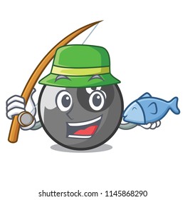 Fishing billiard ball mascot cartoon
