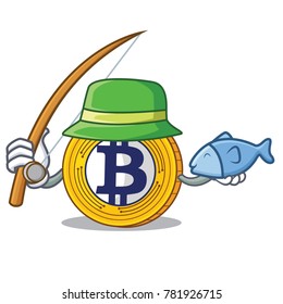 Fishing Bitcoin Gold character cartoon