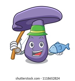 Fishing blewit mushroom mascot cartoon