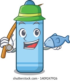 Fishing blue crayon in the character shape