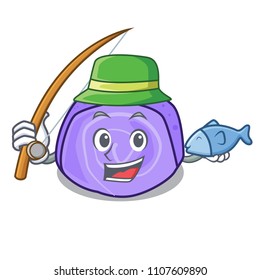 Fishing blueberry roll cake mascot cartoon