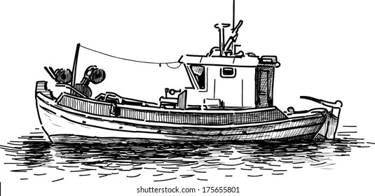 Fishing boat sketch Images, Stock Photos & Vectors | Shutterstock