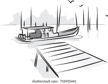 Fishing boat and bridge