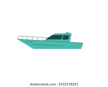 Fishing boat cartoon style isolated on white background